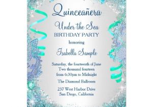 Under the Sea themed Quinceanera Invitations Blue Under the Sea Quinceanera 15th Birthday Party Card