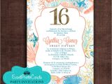 Under the Sea themed Quinceanera Invitations order This Seashell Ocean Sweet Sixteen Coral