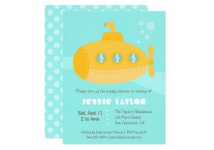 Underwater Baby Shower Invitations Cute Submarine Underwater Baby Shower Invitations