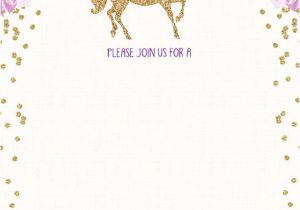 Unicorn 7th Birthday Invitation Template Free Printable Golden Unicorn Birthday Invitation