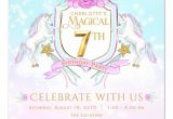 Unicorn 7th Birthday Invitation Template Girls Unicorn 7th Birthday Party Invitations Zazzle Com
