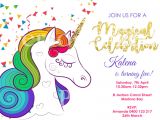 Unicorn 7th Birthday Invitation Template Rainbow Unicorn Birthday Invitations