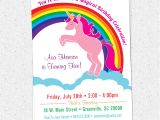 Unicorn Birthday Invitation Wording Unicorn Birthday Party Invitations Rainbow Pink Pony
