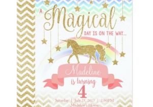 Unicorn Party Invitation Wording Magical Rainbow Unicorn Birthday Party Invitation Zazzle Com
