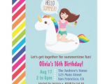Unicorn Pool Party Invitation Template Sweet 16 Unicorn Pool Float Summer Birthday Party