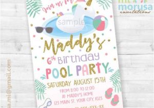 Unicorn Pool Party Invitation Template Unicorn Float Pool Party Printable Invitation Summer Pool