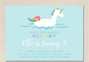 Unicorn Pool Party Invitation Template Unicorn Invitation Unicorn Pool Party Birthday Invite
