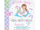 Unicorn Pool Party Invitation Template Unicorn Mermaid Pool Party Birthday Invitation Zazzle Com