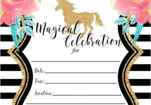 Unicorn theme Birthday Invitation Template Free Free Printable Golden Unicorn Birthday Invitation