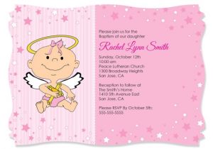 Unique Baptismal Invitation for Baby Girl Angel Girl Custom Invitations Printed Personalized
