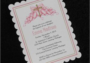 Unique Baptismal Invitation Personalized Baptism Christening Invitations Pink Hearts with