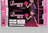Unique Invitations for Quinceaneras Fuschia Quinceanera Invite Ticket Pink Quince