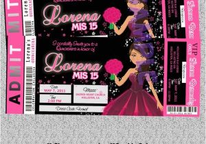 Unique Invitations for Quinceaneras Fuschia Quinceanera Invite Ticket Pink Quince