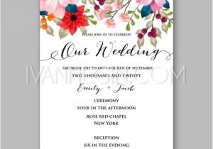 Unique Wedding Invitation Card Template Peony Wedding Invitation Card Floral Printable Template