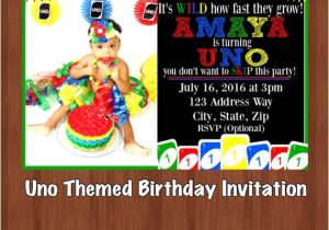 Uno Party Invitations Uno themed Birthday Party Invitation Uno One Year Old
