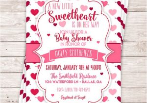 Valentine S Day Baby Shower Invitations Printable Little Sweetheart Baby Shower Invitation
