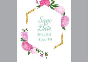 Vector Floral Wedding Invitation Template Floral Wedding Invitation Template Pink Peonies Vector Image