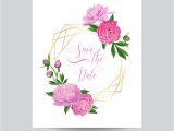 Vector Floral Wedding Invitation Template Wedding Invitation Floral Template Pink Peonies Vector Image