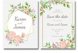 Vector Wedding Invitation Templates Floral Wedding Invitation Template with Golden Frame