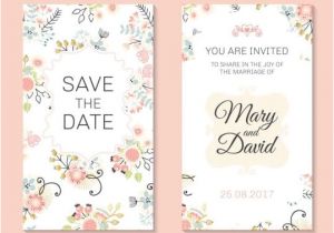 Vector Wedding Invitation Templates Wedding Invitation Card Template with Floral Vectors 03