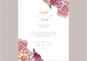 Vector Wedding Invitation Templates Wedding Invitation Template with Flowers Vector Free