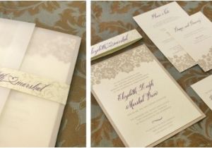 Vellum Wrap for Wedding Invitations Lace Invitation with Belly Band and Vellum Wrap Dirty