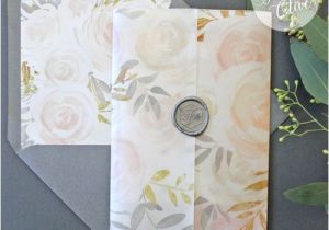 Vellum Wrap for Wedding Invitations Watercolor Floral Vellum Wrap Invitation Suite with Steel