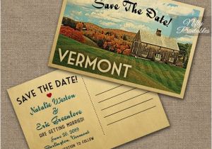 Vermont Wedding Invitations Vermont Save the Date Postcards Printable Vintage Vermont