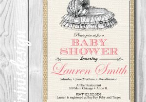 Victorian Baby Shower Invitations Victorian Baby Shower Invitation Bassinet Baby Girl Pink