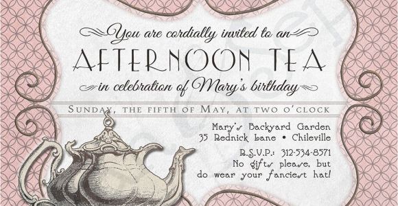 Victorian Tea Party Invitation Template Printable Tea Party Birthday Shower Invitation 4 25 X 5