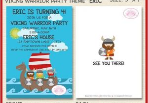 Viking Party Invitations Viking Warrior Birthday Party Invitation Boy Girl Ocean