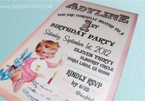 Vintage 1st Birthday Party Invitations 1950 S Style Retro Vintage Baby S 1st Birthday