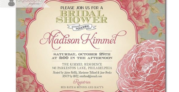 Vintage Bridal Shower Invitations Etsy Bridal Shower Invitations Etsy Template