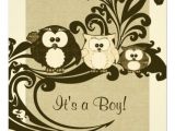 Vintage Owl Baby Shower Invitations Brown Vintage Owl Family Baby Shower Invitation