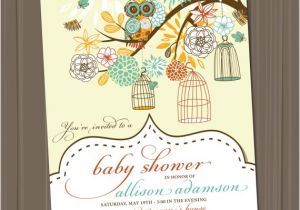 Vintage Owl Baby Shower Invitations Owl Baby Shower Invitation Birdcage Retro Vintage Birds