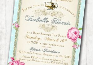 Vintage Tea Party Baby Shower Invites Baby Shower Invitation Diy Tea Party Baby Shower Invitations