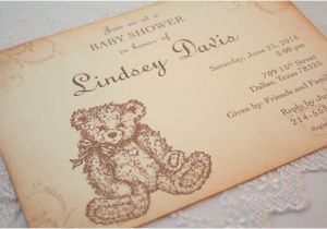 Vintage Teddy Bear Baby Shower Invitations Teddy Bear Invitations Baby Shower Invite by
