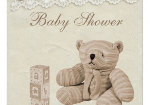 Vintage Teddy Bear Baby Shower Invitations Teddy Bear Vintage Lace Neutral Baby Shower Invitation