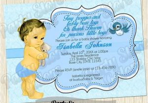 Vintage Teddy Bear Baby Shower Invitations Vintage Baby Boy Shower Invitations Cottage Chic Teddy Bear