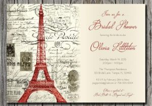 Vintage themed Bridal Shower Invitations Vintage Red Paris themed Bridal Shower Invitation