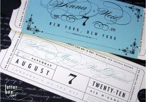Vintage Ticket Style Wedding Invitations formal Vintage Ticket Wedding Invitation