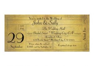 Vintage Ticket Style Wedding Invitations Vintage Old Style Wedding Ticket Invitation 4 Quot X 9 25