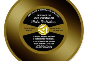 Vinyl Record Party Invitation Vinyl 45 Gold Record Birthday Party Invitation Zazzle