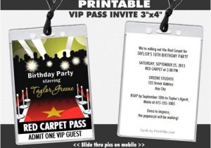 Vip Party Invitations Template Red Carpet Paparazzi Vip Pass Birthday Party Invitations