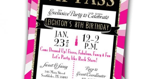 Vip Pass Birthday Invitations Free Vip Pass Invitation Glitz Glamour Rock Star Party Printable