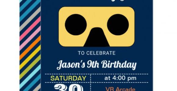 Virtual Birthday Invitation Template Vr Virtual Reality Kids Birthday Party Invitation Zazzle Com