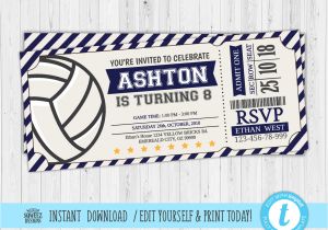 Volleyball Party Invitation Template Volleyball Invitations Volleyball Birthday Invitations Etsy