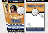 Volleyball Party Invitation Template Volleyball Ticket Invitations Bonus Thank You Card