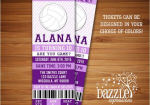 Volleyball Party Invitations Printable Volleyball Ticket Birthday Invitation Sports