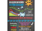 Water Slide Birthday Party Invitations Chalkboard Water Slide Pool Birthday Party 5×7 Paper